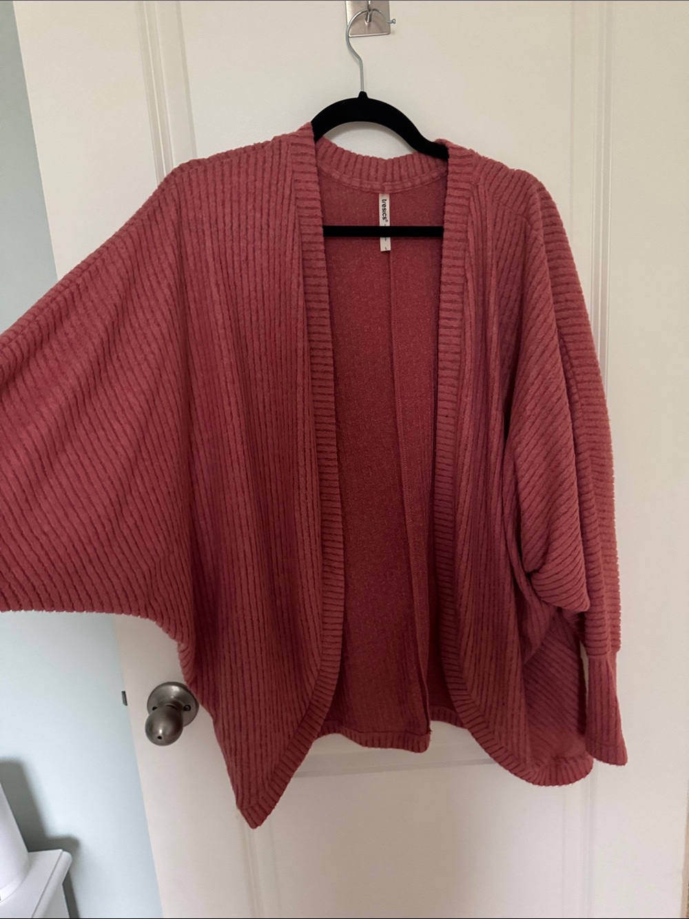 Cozy Ribbed Open Front Cardigan Sweater - Dusty Rose